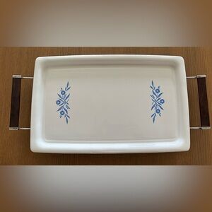 Corningware broil bake tray and Wooden rack with Handles